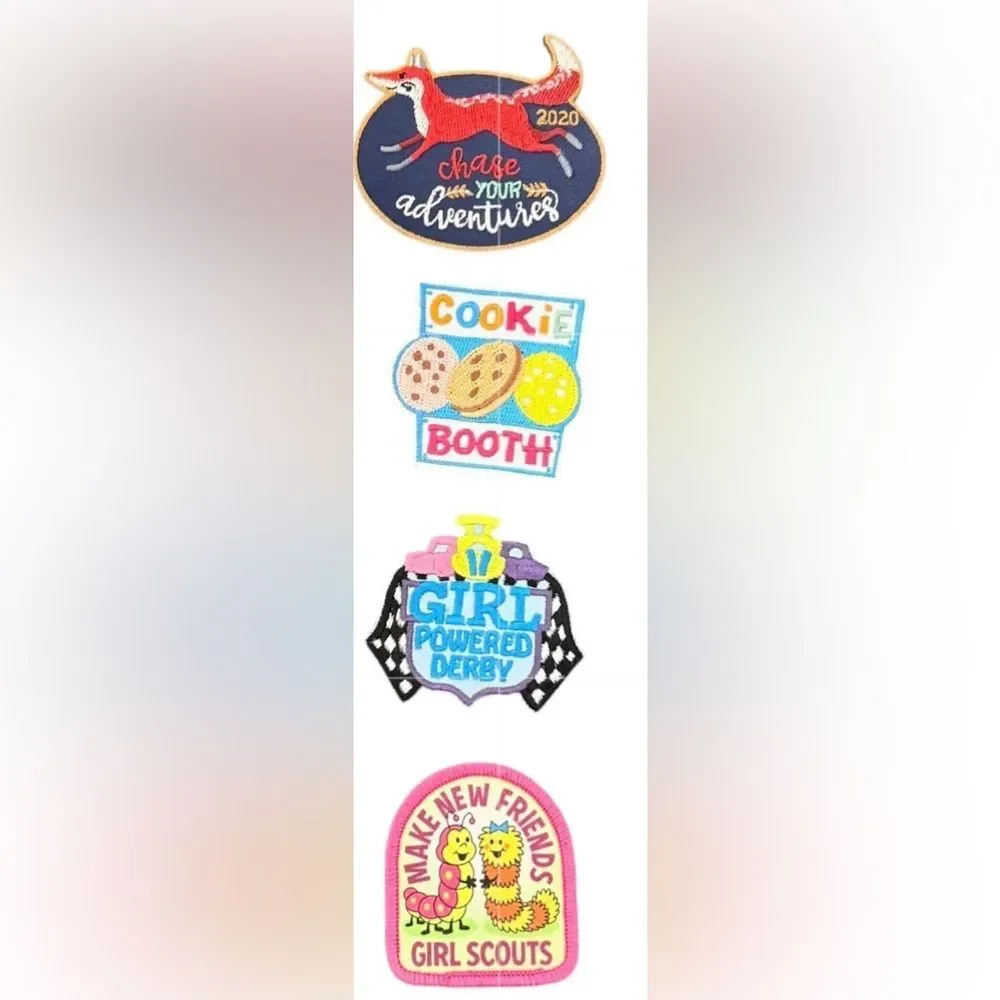 Girl Scouts Set of 7 Assorted Colorful Brownie Badges Patches.